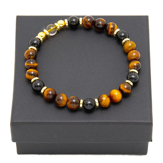 Cryhand Tigers Eye Protection Handmade Bracelet Best Present For Men Women Attract Wealth Chakra Feng Shui Stretchy Beaded Bracelets Lucky Friendship Bracelet