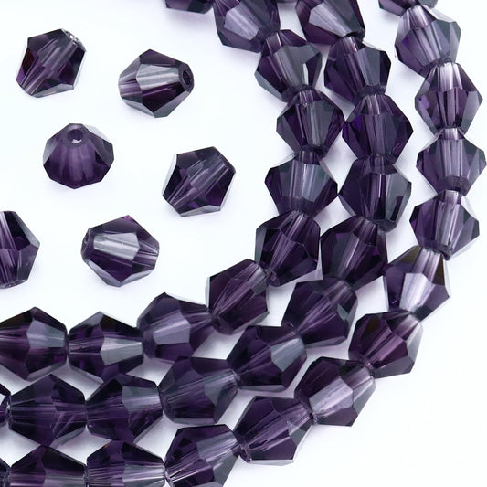 Dowarm 100PCS 8MM Bicone Beads, Crystal Glass Beads for Jewelry Making, Crafts, DIY Bracelet, Necklace, Dolls, Bulk Loose Beads, Violet