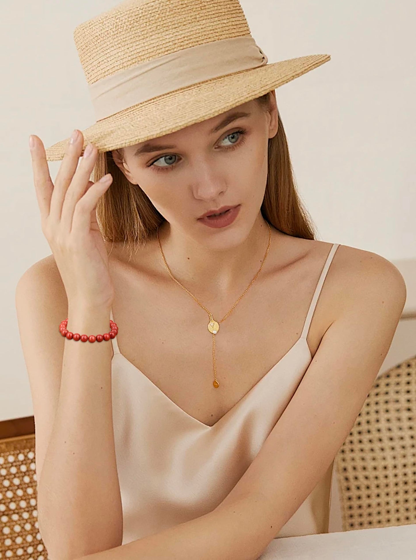 AD Beads 10mm Handmade Red Jasper Elastic Bracelet – Natural Gemstone for Stone provides Calming Effects – Meditation, Yoga, Healing and Energy Gift for Men Women