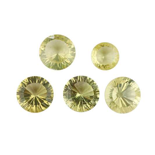 CRYSTALIS 5pcs AA+ Natural Lemon Quartz, Concave-Cut, Loose Gemstone Wholesale Bulk Cabochons Jewelry Making Supply, Chakra Healing Polished Stones, Wire Wrapping, DIY, Gem Collection, 14mm