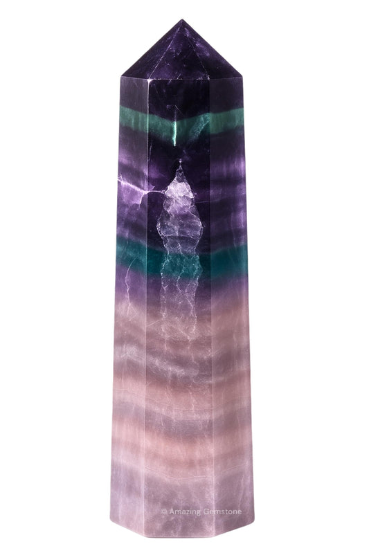 Amazing Gemstone Fluorite Crystal Towers - Natural Healing Crystal Point Obelisk for Reiki Healing and Crystal Grid (3" to 4" INCH)