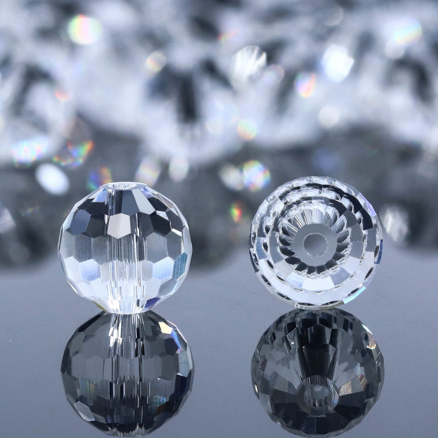 Dowarm 150PCS 6MM Crystal Glass Beads for Jewelry Making, Faceted Crystal Rondelle Spacer Beads for Crafts, Wind Chimes, Suncatcher