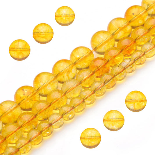 Youngbling Natural Crystal Beads for Jewelry Making,8mm Citrine Polished Round Smooth Stone,Genuine Real Stone Red Beads for Bracelet Necklace 15 Inch