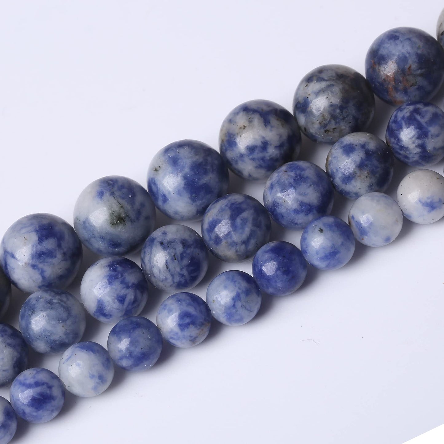 8MM Blue Sodalite Jaspers Stone Round Loose Beads Natural Gem Beads Crystal Energy Stone Beads for Jewelry Making DIY Bracelet Necklace