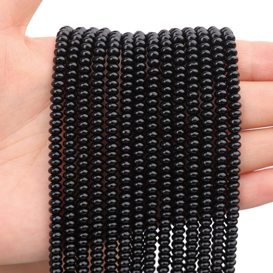 BONNY BOXX 1 Strand (150PCs) Natural 2 * 4mm Black Obsidian Rondelle Beads, Natural Abacus Disk Stone Beads Loose Spacer Gemstone for DIY Bracelet Necklace Jewelry Making