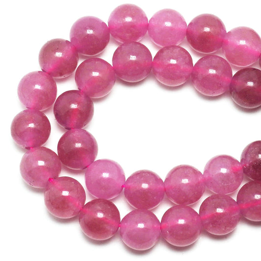 DIQIO Jade Stone Beads for Jewelry Making - 6mm Gemstone Round Loose Beads for Bracelets(58-60pcs, Strawberry Quartz Jade)