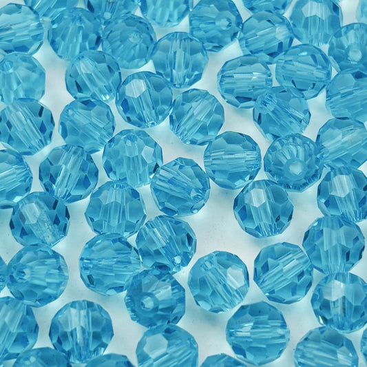 YUEXIGO 400pcs 3mm Round Crystal Glass Beads for Jewelry Making, Faceted Crystal Glass Spacer Beads for Bracelet Earring Necklace DIY Craft(Lake Blue)