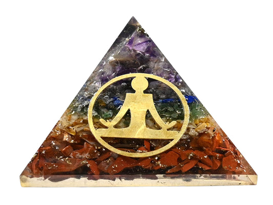Amazing Gemstone Large Orgone Pyramid | Natural Chakra Pyramid Crystal | Buddha Orgonite Pyramid | Organ Pyramids Positive Energy Healing