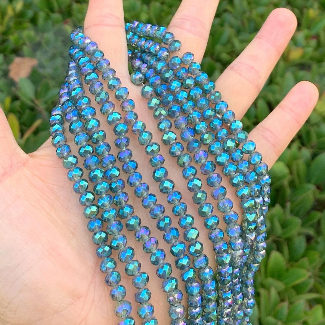 1000pcs Czech Faceted Rondelle Crystal Glass Loose Beads 6mm Spacer Bulk Green Peridot Shimmer for DIY Craft Jewelry Making CCR636