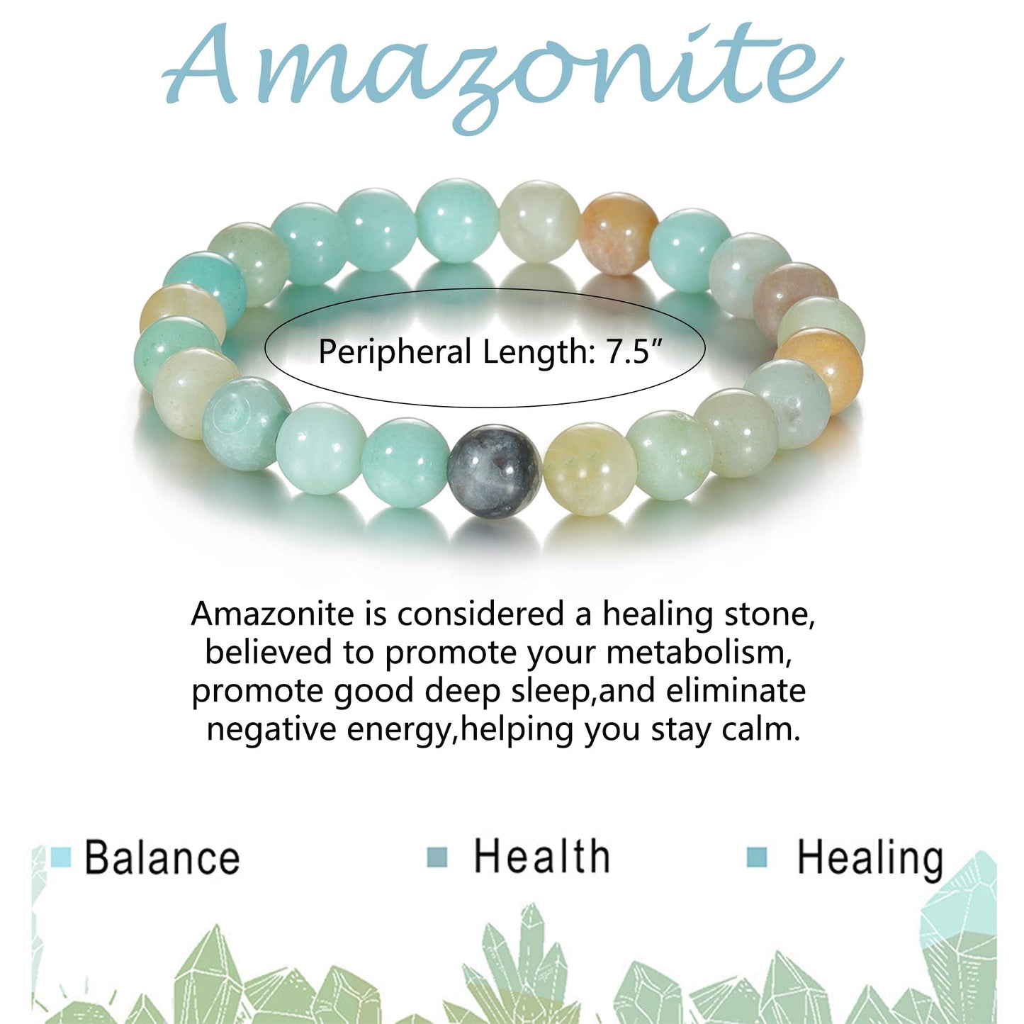 Udolfly Womens Crystal Beaded Bracelets for Women Men Protective Energy Bracelet Natural Gemstone Bead Bracelet 4mm Amazonite