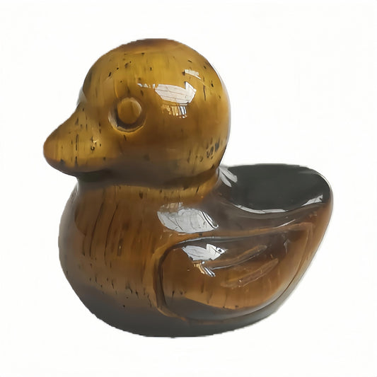 Bacatgem Natural Tiger's Eye Crystal Duck Carving Positive Energy Home Decoration Desk Decor,1.18 Inchs Crystal and Healing Stone Ornament