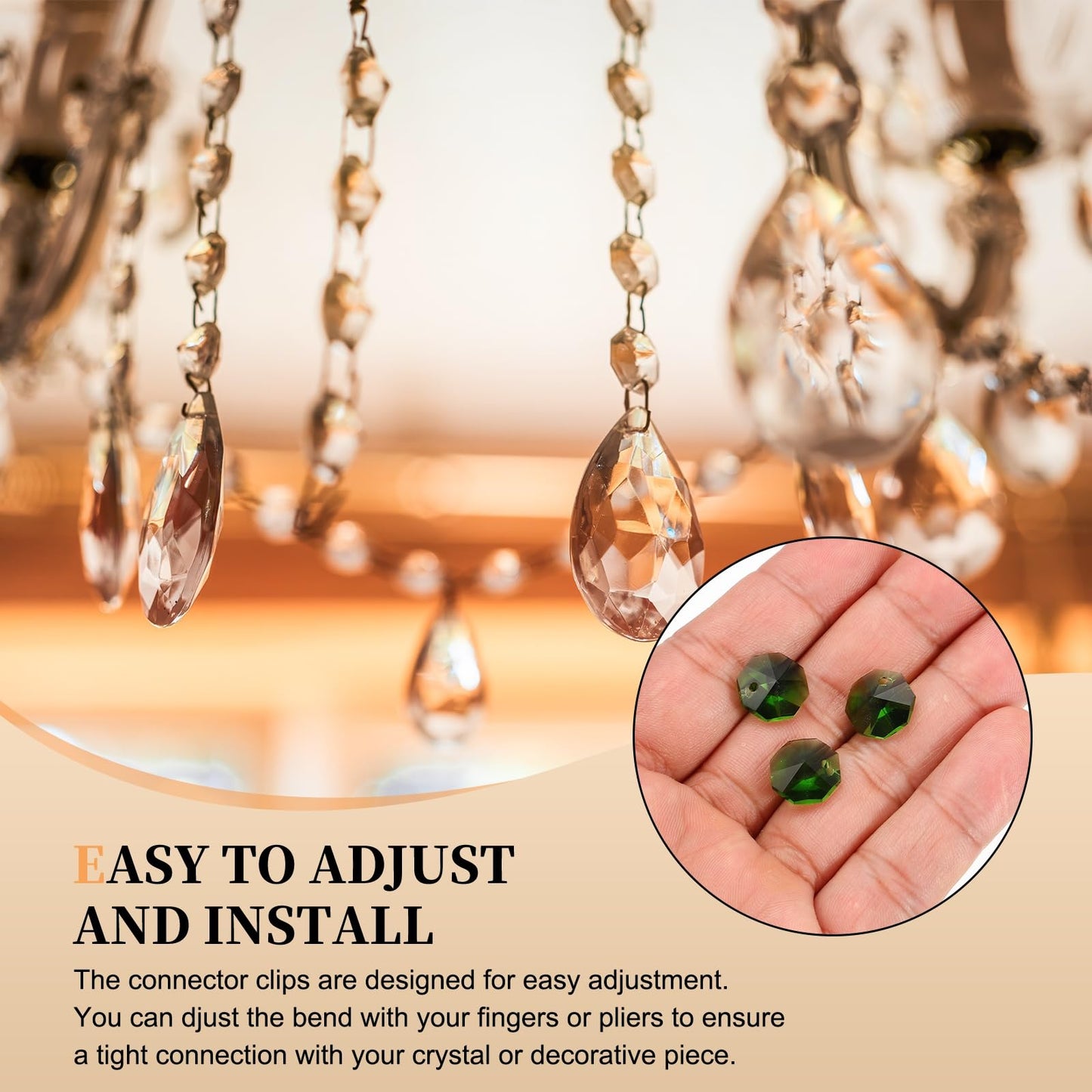 uxcell 50Pcs 1 Hole Crystal Octagon Beads, 12mm K9 Glass Hanging Chandelier Beads Prisms Parts for Crystal Chandeliers Lamp Hanging Pendant Jewelry DIY Craft, Green