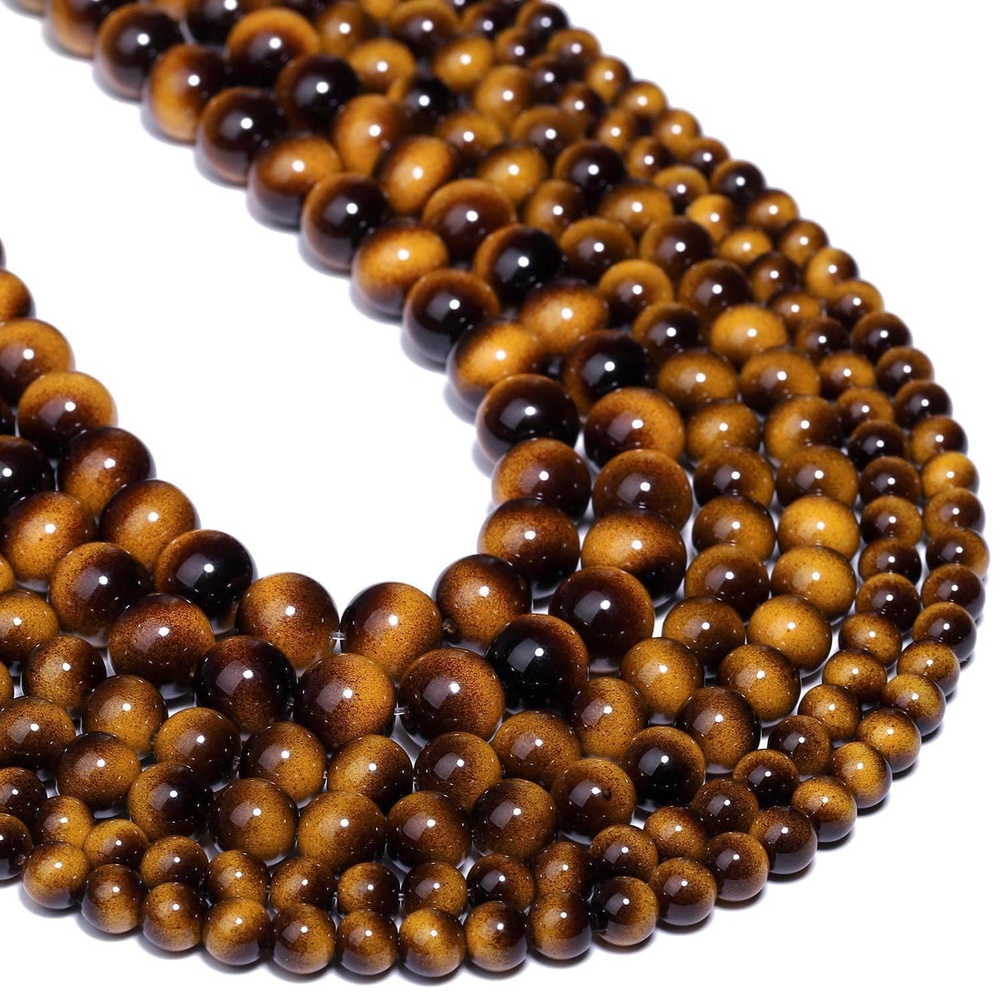 Song Xi 60PCS 6mm Yellow Tiger Eye Gemstone Beads for Jewelry Making, Round Smooth Glass Beads for DIY Bracelet Necklace Earring Keychain, Arts and Crafts, for Christmas Wedding Birthday