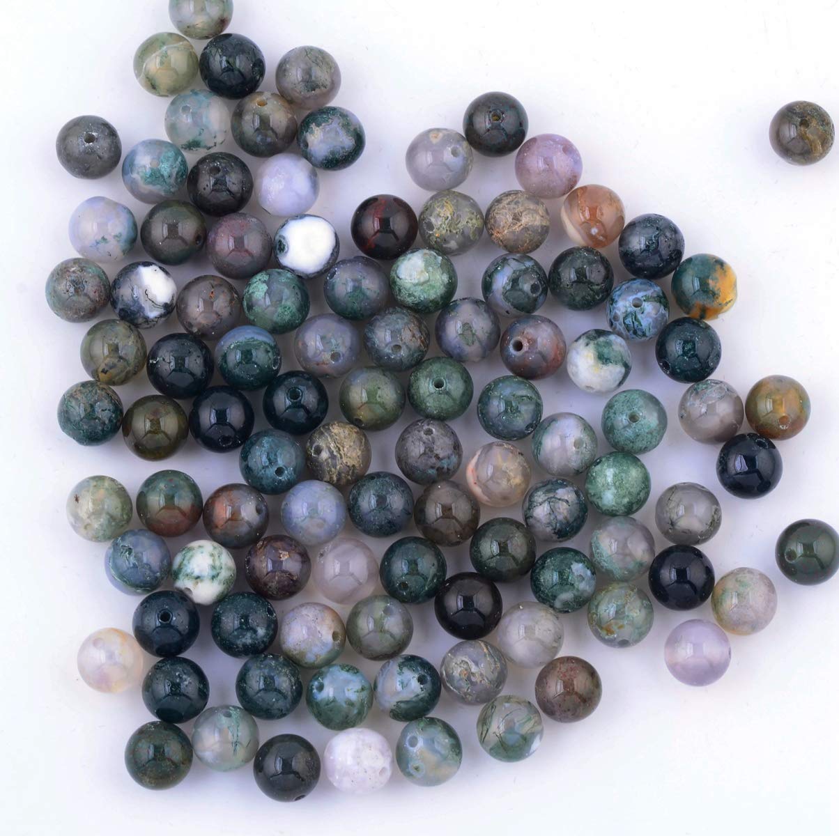 Natural Stone Beads 100pcs 6mm India Agate Round Genuine Real Stone Beading Loose Gemstone Hole Size 1mm DIY Smooth Beads for Bracelet Necklace Earrings Jewelry Making (India Agate, 6mm)