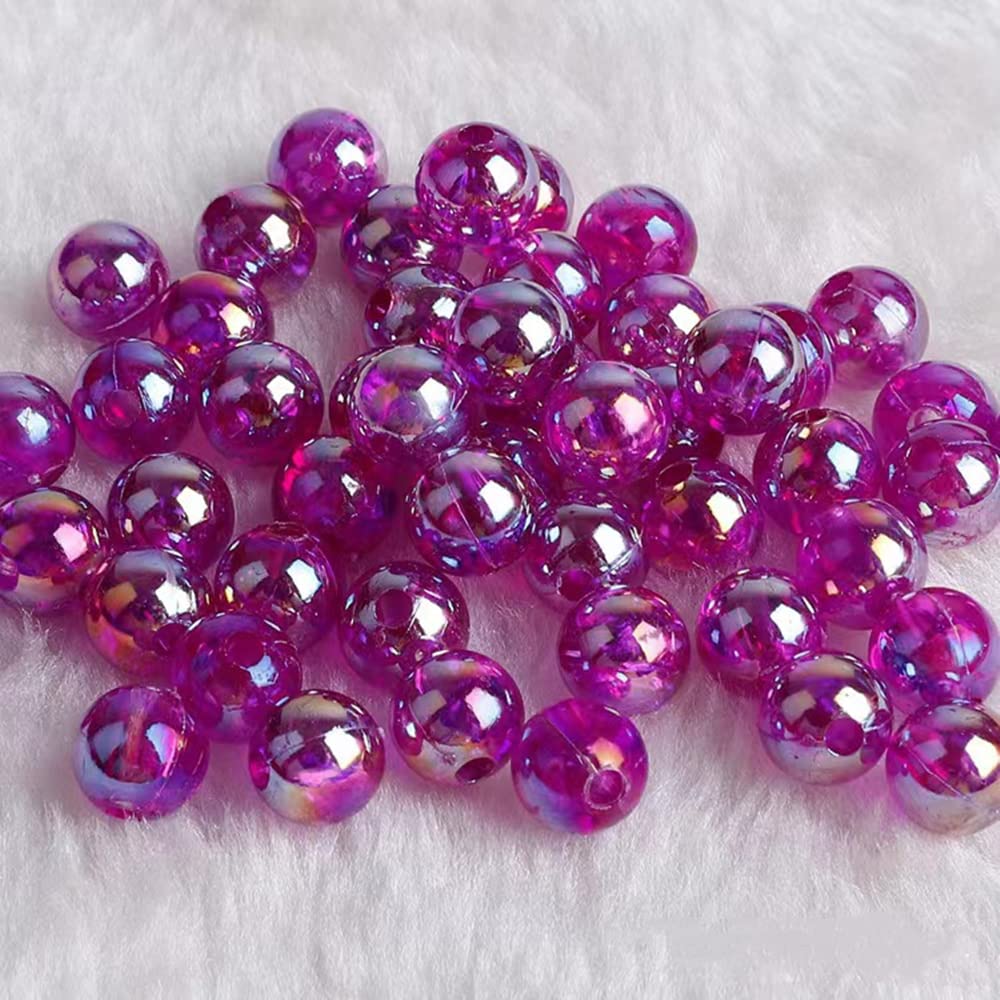 300 Pcs 8mm Acrylic Round Beads AB Colors Round Spacer Beads for Earring Bracelet Necklace Key Chains Jewelry DIY Craft Making(Dark Purple AB)
