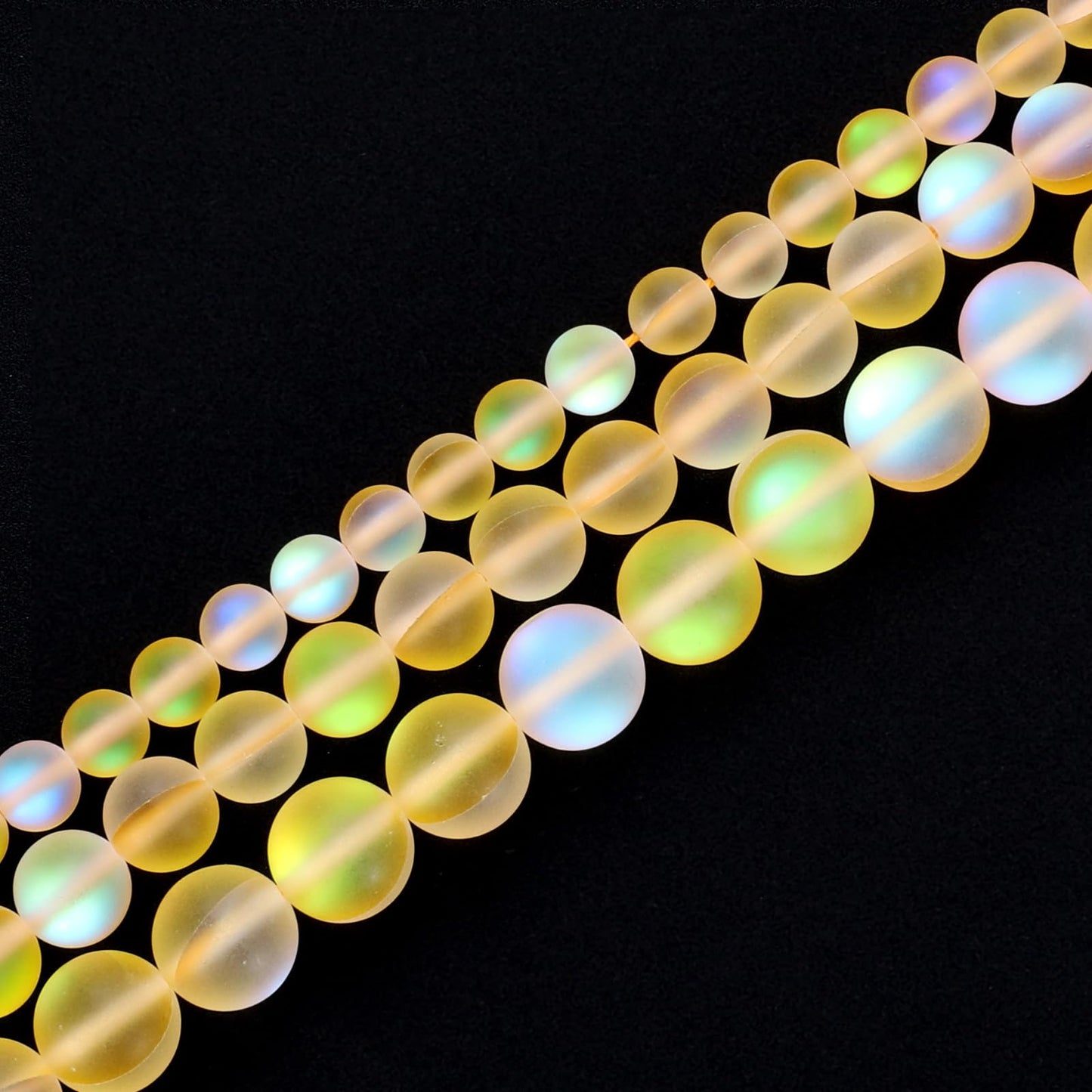 uxcell Matte Crystal Glass Beads 6mm Synthetic Frosted Shining Semi-Precious Round Loose Beads Synthetic Moonstone for Jewelry Making DIY Bracelet, Yellow