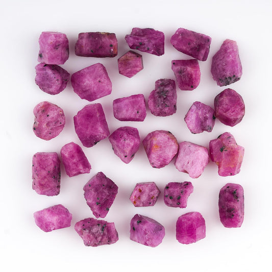 GEMKORA 10pcs Natural Ruby Stone, Birthstone, Raw Crystals, Jewelry Making Rough Supply, Wholesale Bulk Gemstones (6 to 10mm Size)