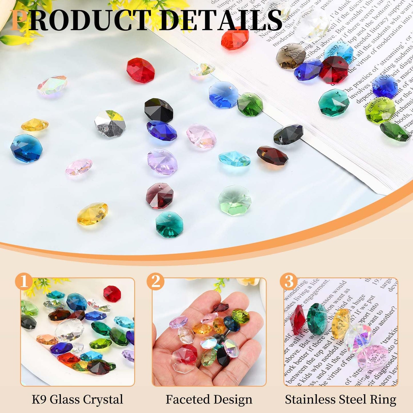 uxcell 50Pcs 1 Hole Crystal Octagon Beads, 18mm K9 Glass Hanging Chandelier Beads Prisms Parts for Crystal Chandeliers Lamp Hanging Pendant Jewelry DIY Craft, Clear