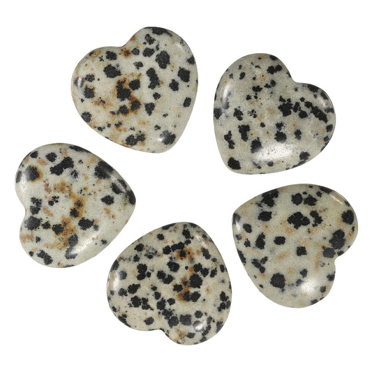 uxcell 5 Pcs Polka Dot Stone Crystal Stones Heart Shaped, 2 cm Tumbled Stones and Crystals, Polished Gemstone Rocks for Women Gifts Meditation Crafting Home Decor