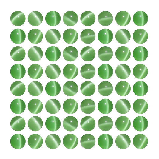 MJDCB 30pcs Light Green Cat Eye Stone Beads 12mm Round Crystal Loose Bead for Jewelry Making DIY Bracelets Necklace