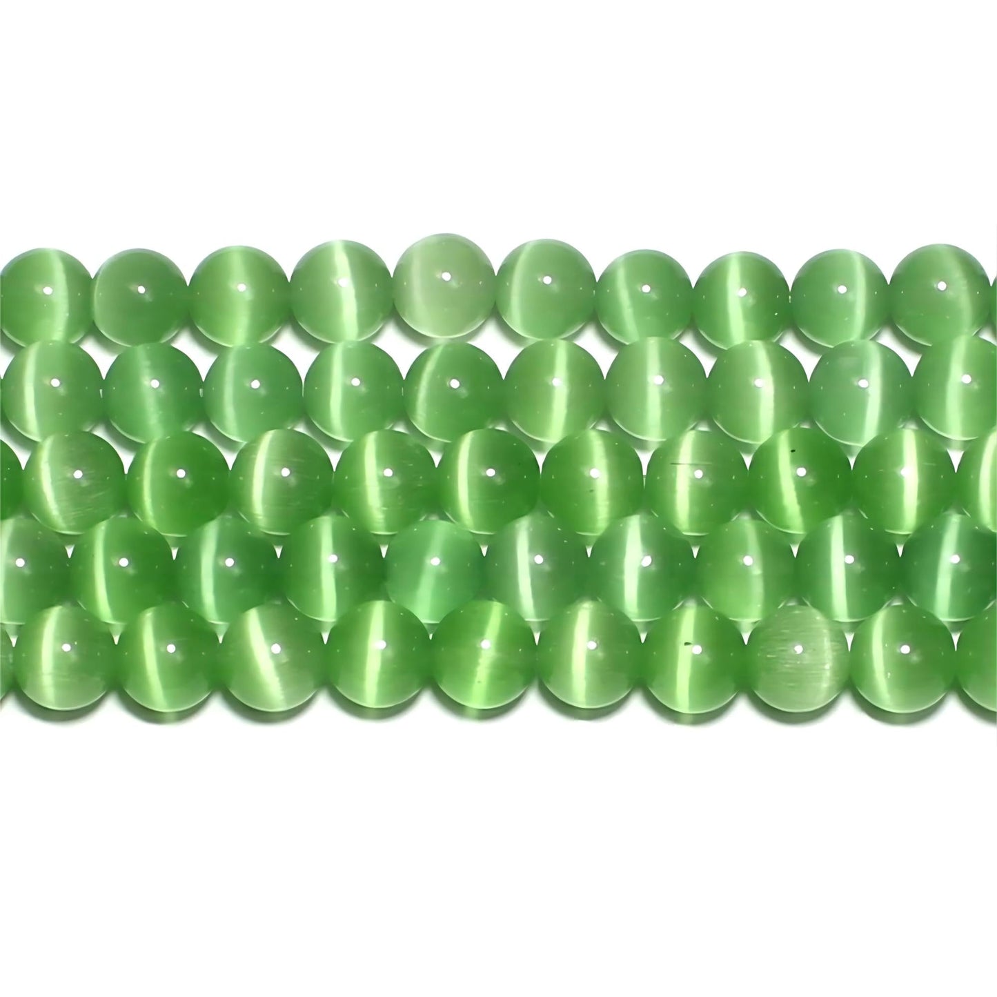 MJDCB 35pcs Light Green Cat Eye Stone Beads 10mm Round Crystal Loose Bead for Jewelry Making DIY Bracelets Necklace Accessories