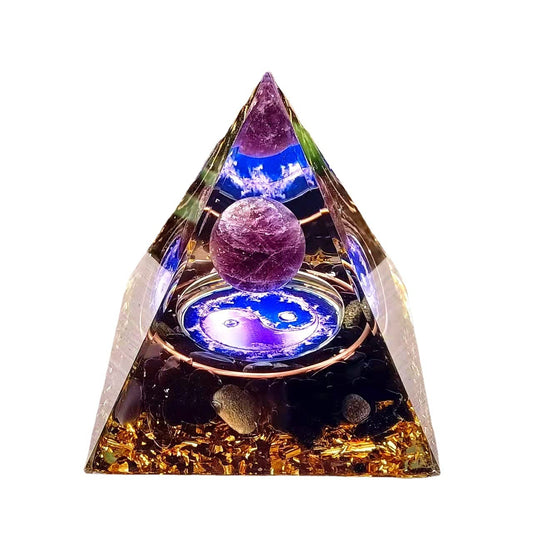 ycyingcheng Moonstone Crystal Orgone Pyramid Ogan Crystal Energy Tower, Nature Reiki Chakra Crushed Stone Jewelry, Crystal Pyramid for Home Decor (Crystal Pyramid-03)