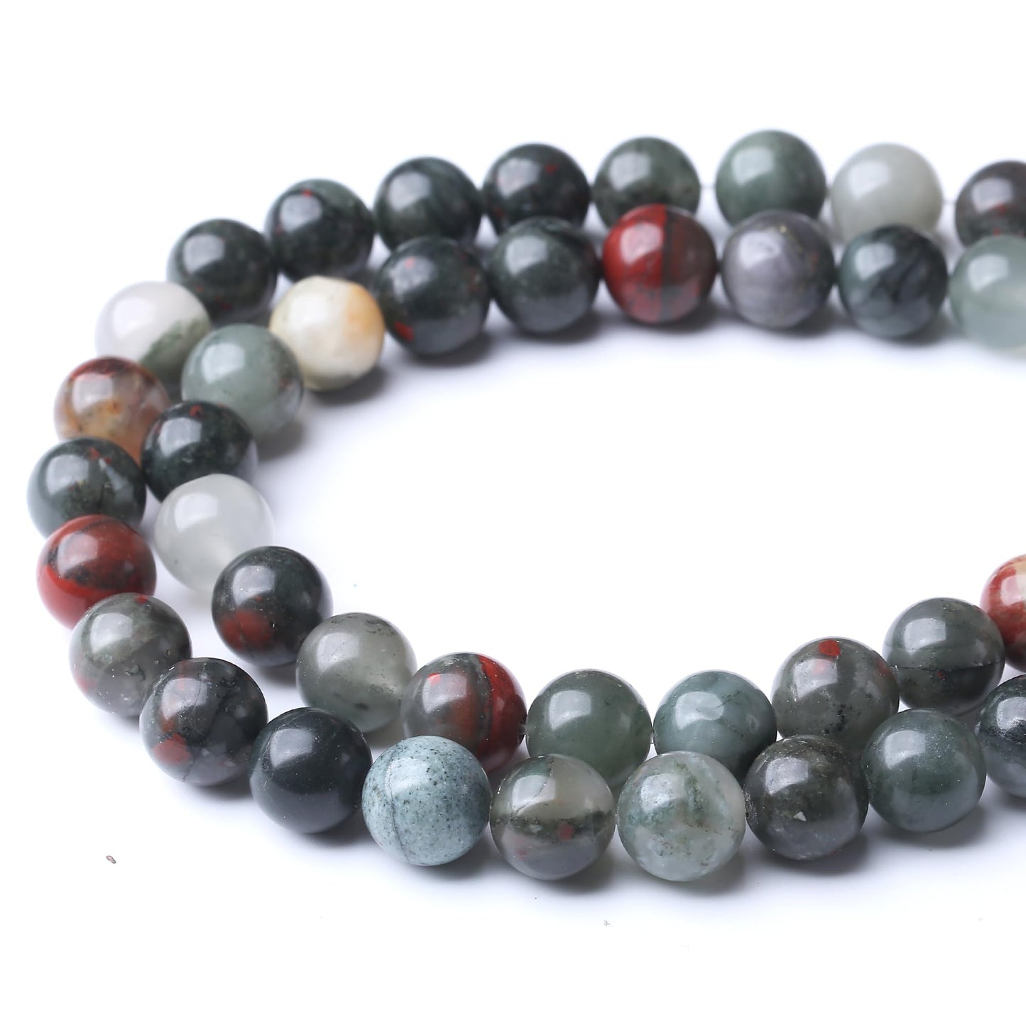 8MM African Bloodstone Round Loose Beads Natural Gem Beads Crystal Energy Stone Beads for Jewelry Making DIY Bracelet Necklace