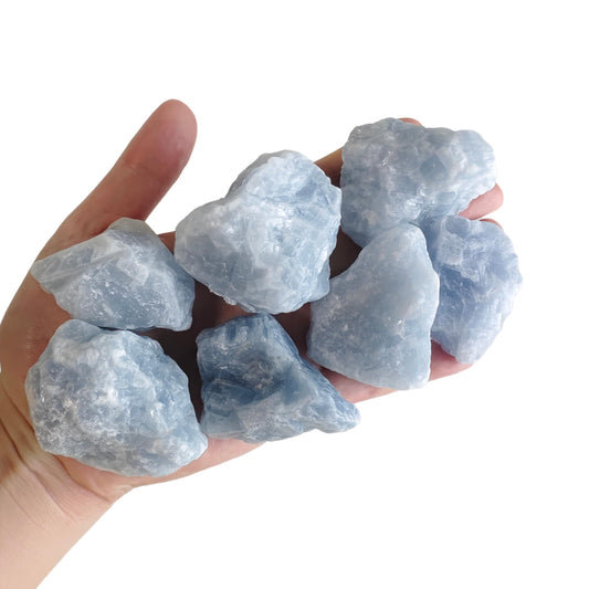 Luckeeper 1 lb Blue Calcite Bulk Raw Crystals and Healing Stones Quartz for Tumbling, Wire Wrapping, Wicca Reiki,Meditation