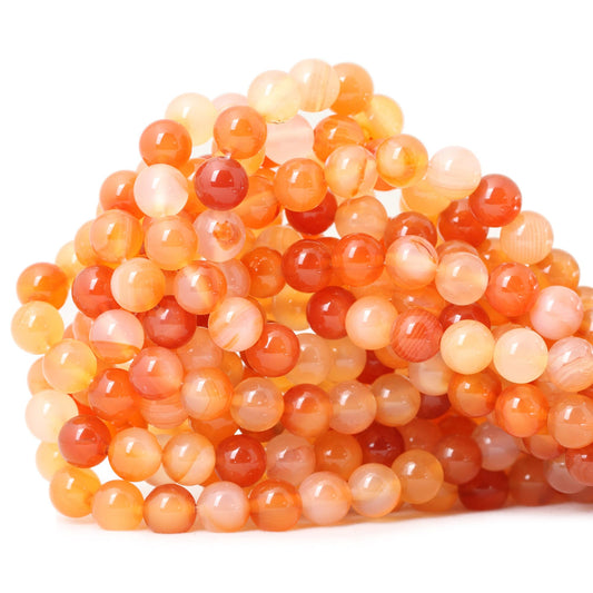 CHEAVIAN 45PCS 8mm Natural Mix Color Red Agate Round Loose Beads DIY Bracelet Necklace Materials 1 Strand 15"