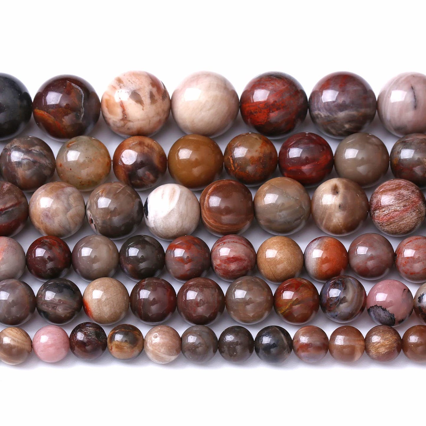 12MM 32PCS Natural Stone Petrified Wood Jasper Loose Beads for Jewelry Making DIY Bracelet