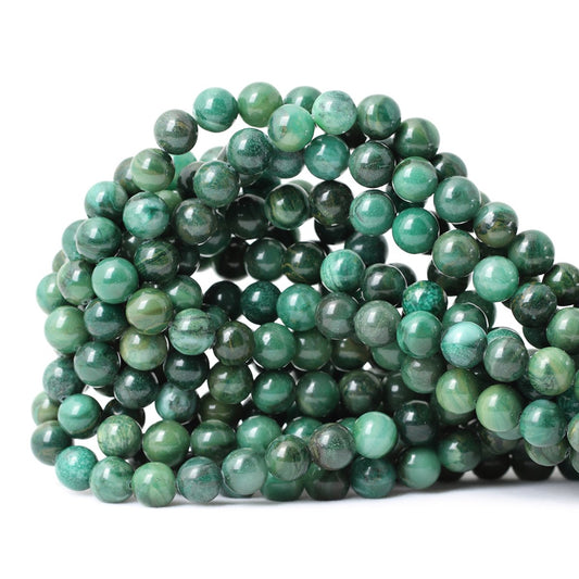CHEAVIAN 45PCS 8mm Natural Verdite Stone African Jade Gemstone Round Loose Beads for Jewelry Making DIY Findings 1 Strand 15"