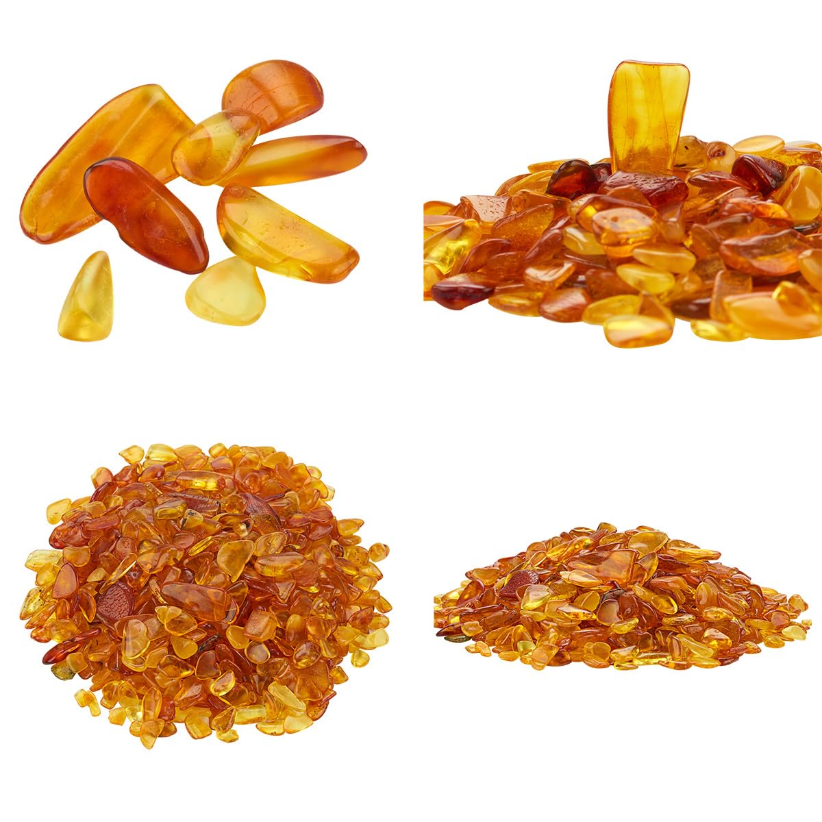 ELEGAMBER Natural Baltic Amber Stone Therapeutic Grade Crystal Slice Multifunctional Healing Stone for Healing, Psychological Energy, Fish Tank Decoration, Yoga, Meditation, Crafts, Healing Pillow Filling (Polishing 100g)
