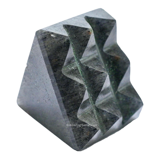 Amazing Gemstone Blue Aventurine Crystal Pyramid with 9 Pyramid Plate Bottom - 1" Mini Pyramid Figurine of Natural Stone Pyramid for Meditation, Reiki, Chakra Balancing Vastu Pooja and Crystal Grids