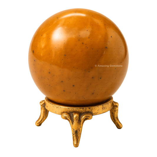 Amazing Gemstone Yellow Jasper Crystal Ball with Stand - 2 Inches Crystal Sphere Meditation Balls for Witchcraft and Decorative Balls