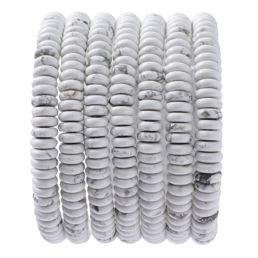 Natural White Howlite Disk Stone Spacer Beads 6x2mm 38cm/str Flat Rondelle Loose Semi Gemstone Caps for Making Bracelets Necklace