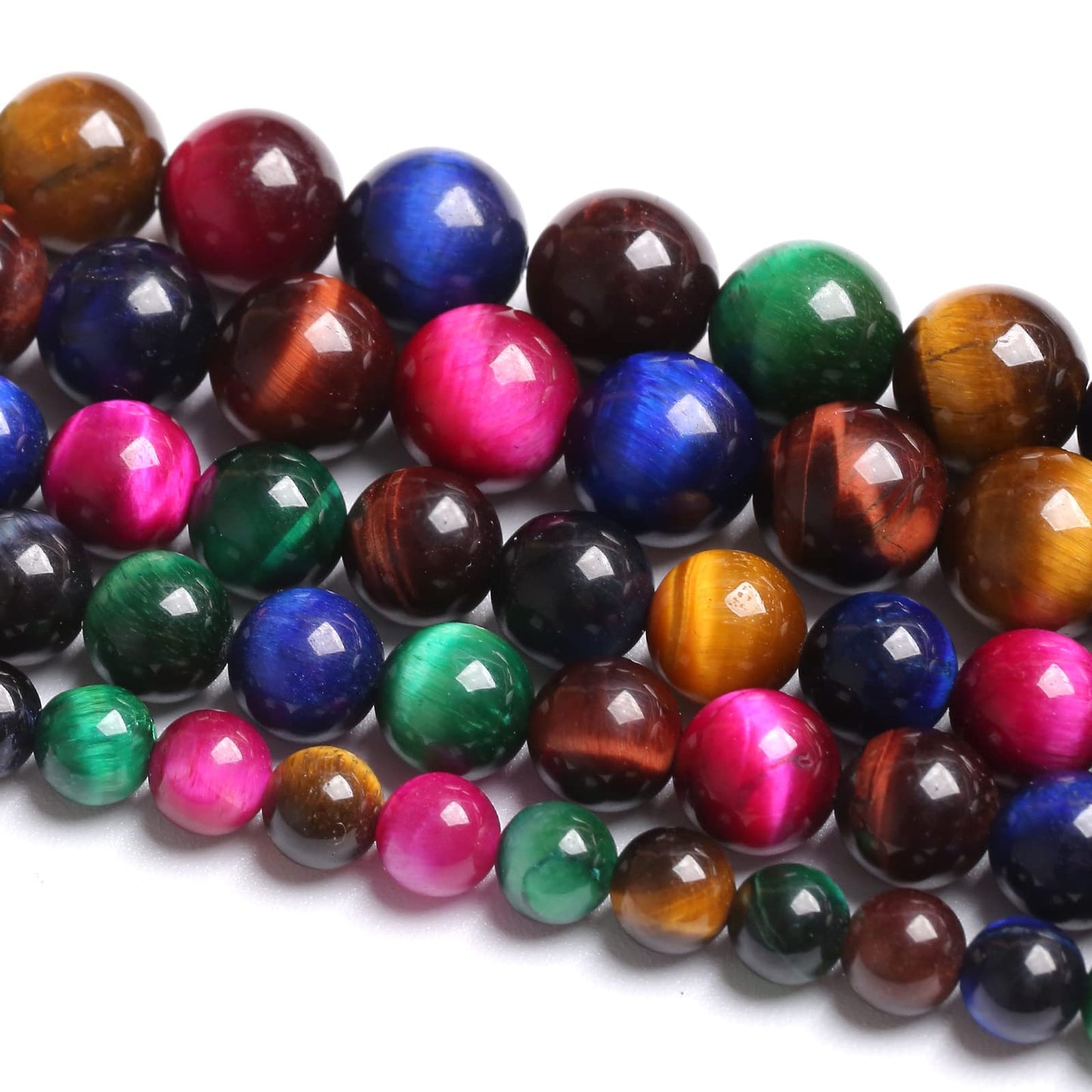 10mm 36PCS Colorful Tiger Eye Natural Stone Beads Crystal Spacer Loose Beads for Jewelry Making DIY Bracelet 1 Strand 15 inches