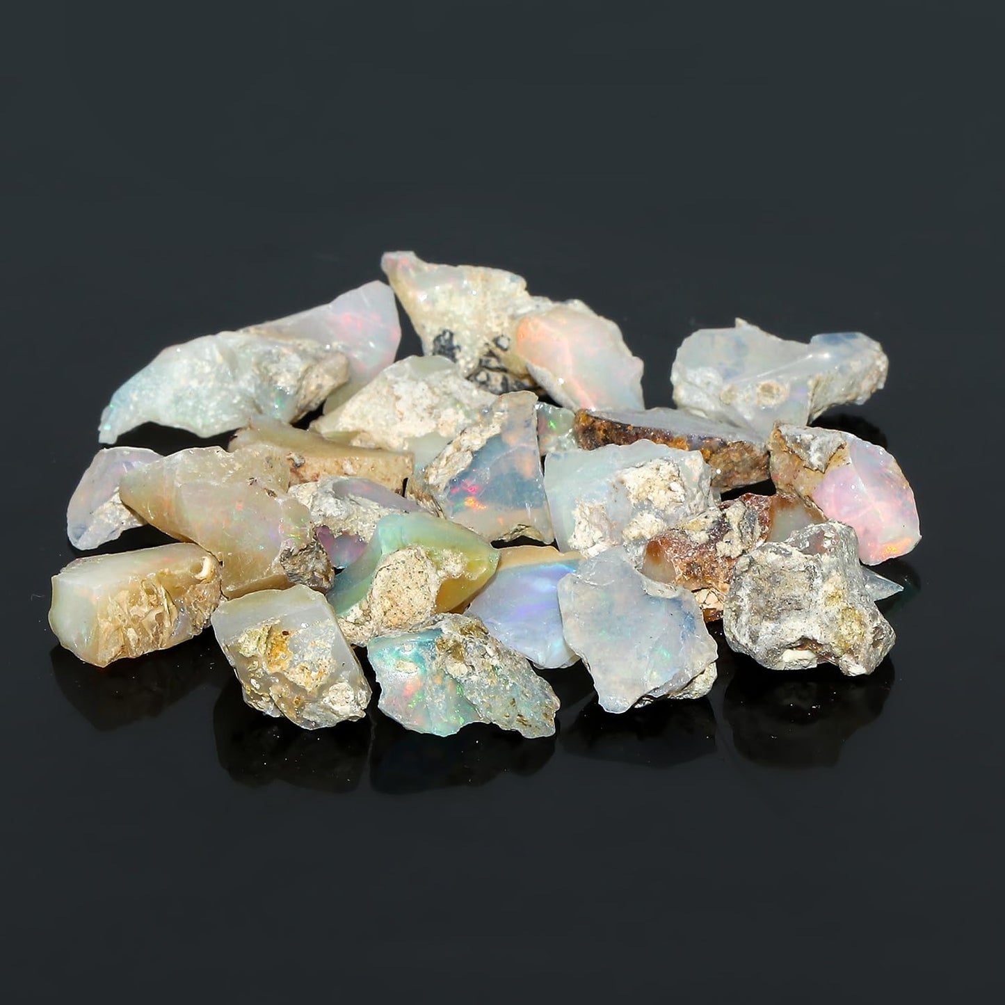 ColouredRocks 50 carats Ethiopian Opal Crystals, Raw Stones, Rough Gemstones, Jewelry Making Supply, Cabbing, Polishing, Cutting, DIY, Crafts (18-20pcs) (6-10mm) (B-Grade)