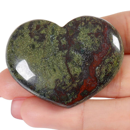 MAIBAOTA 45 mm Bloodstone Crystals Stones Heart Love Crystal Valentines Gifts for Herfriend Wife Palm Stone Reiki Crystal Gemstone Worry Stones for Anxiety