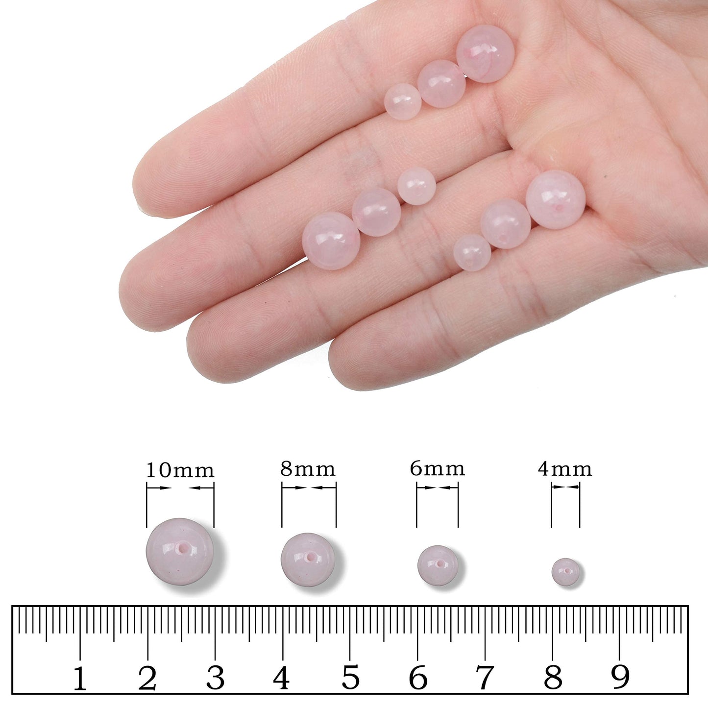AD Beads Natural Gemstone Round Loose Beads 15" for Bracelet Necklace Earrings Jwelery Making Crafts DIY (4mm, Rose Quartz)