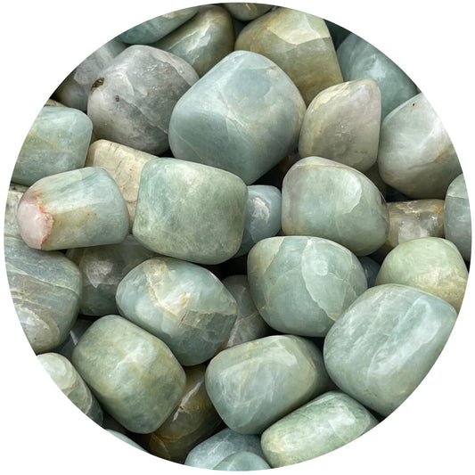 GAF TREASURES 5 Pcs Aquamarine Tumbled Stones, Polished Natural Aquamarine Gemstone, Aquamarine Healing Crystals (Aquamarine)