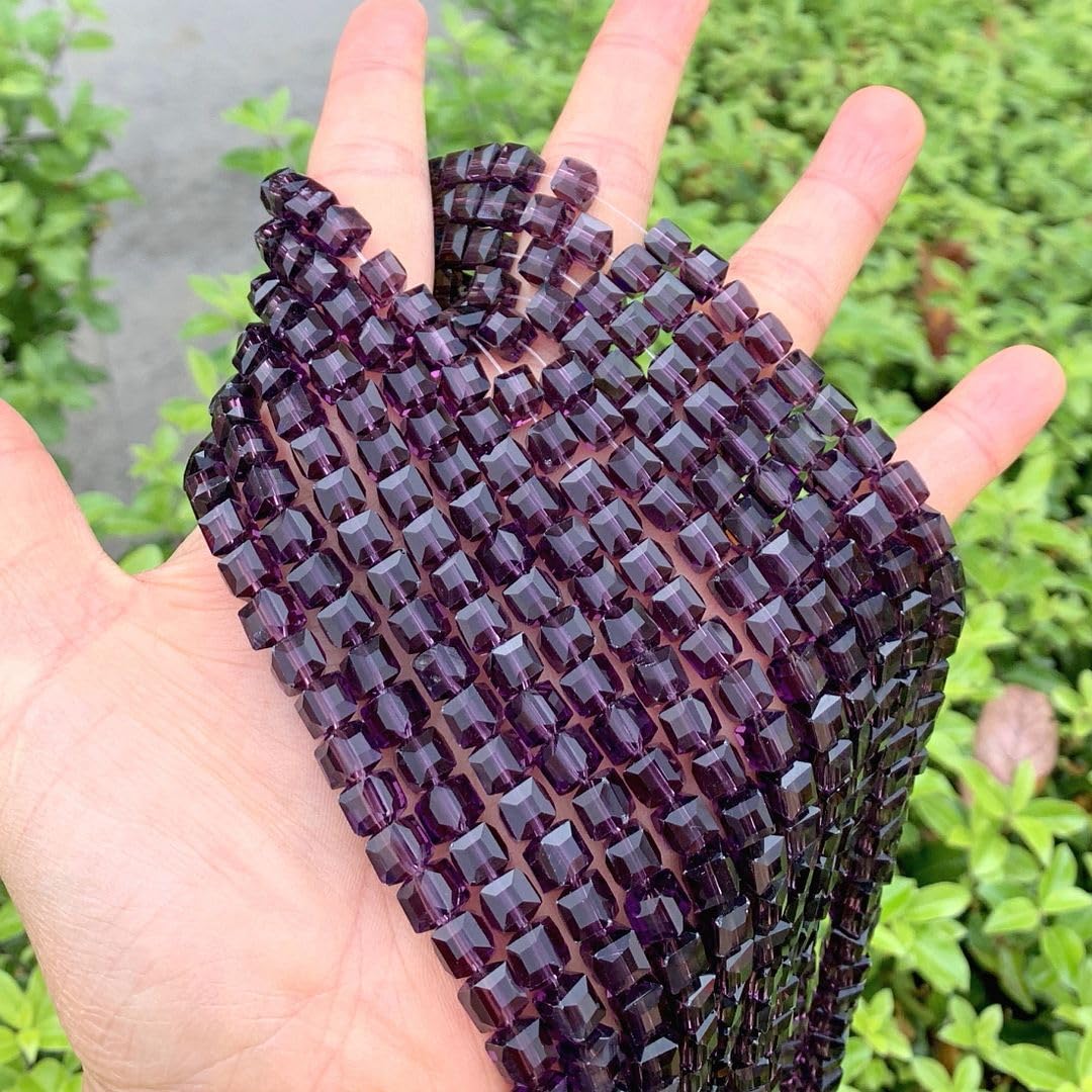 100pcs Czech Faceted Cube Crystal Glass Loose Beads Spacer 6mm (0.24 Inch) Amethyst for DIY Jewelry Craft Making CCC627