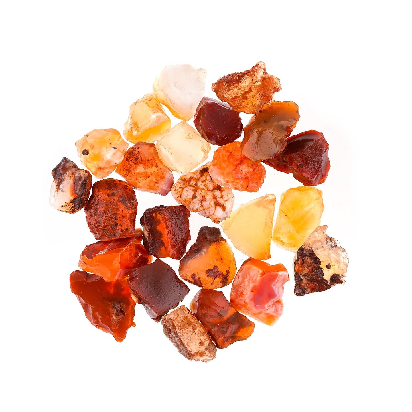 ColouredRocks 50 carats Mexican Fire Opal Crystals, Raw Stones, Rough Gemstones, Jewelry Making Supply, Cabbing, Polishing, Cutting, DIY, Crafts (22-24pcs) (5-10mm) (B-Grade)