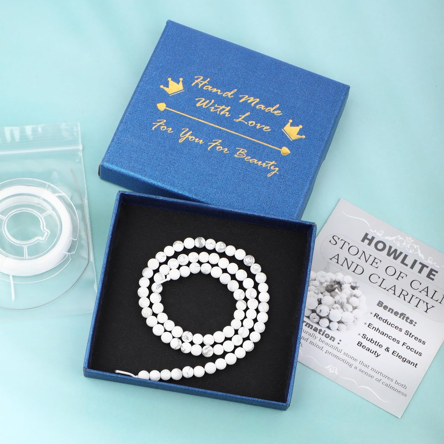 CMBYN Natural Stone Beads Round Genuine Real Stone Beading Strand Loose Gemstones DIY Smooth Bead for Bracelet Necklace Earrings Jewelry Making (Howlite, 4mm 90 Pieces)