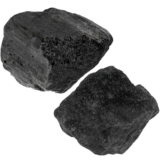 NUKAYAI 2Pcs Black Tourmaline 1.8-2.2" Large Natural Stones Raw Healing Crystals Black Tourmaline Crystals for Tumbling Cabbing Polishing Rock Rocks Rough Wire Wrapping Wicca Reiki Gifts