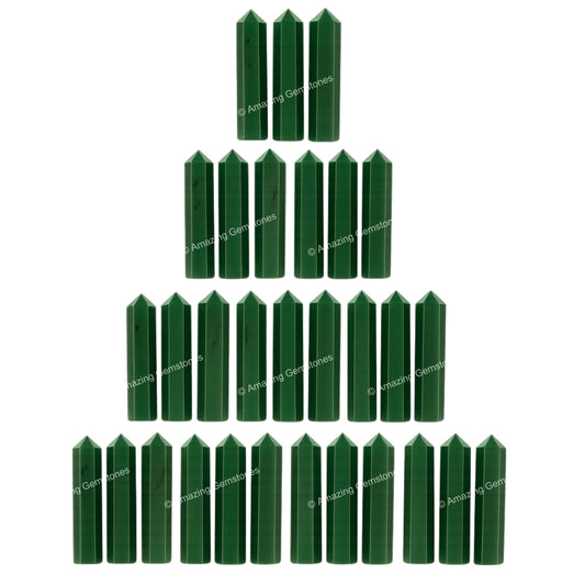 Amazing Gemstone Green Aventurine (Dark) Crystal Points Bulk Healing Crystals - Pack of 3 Single Terminated Healing Wand Point Bulk Crystals for Crafts, Crystal Grid, DIY Work - Premium Crystals