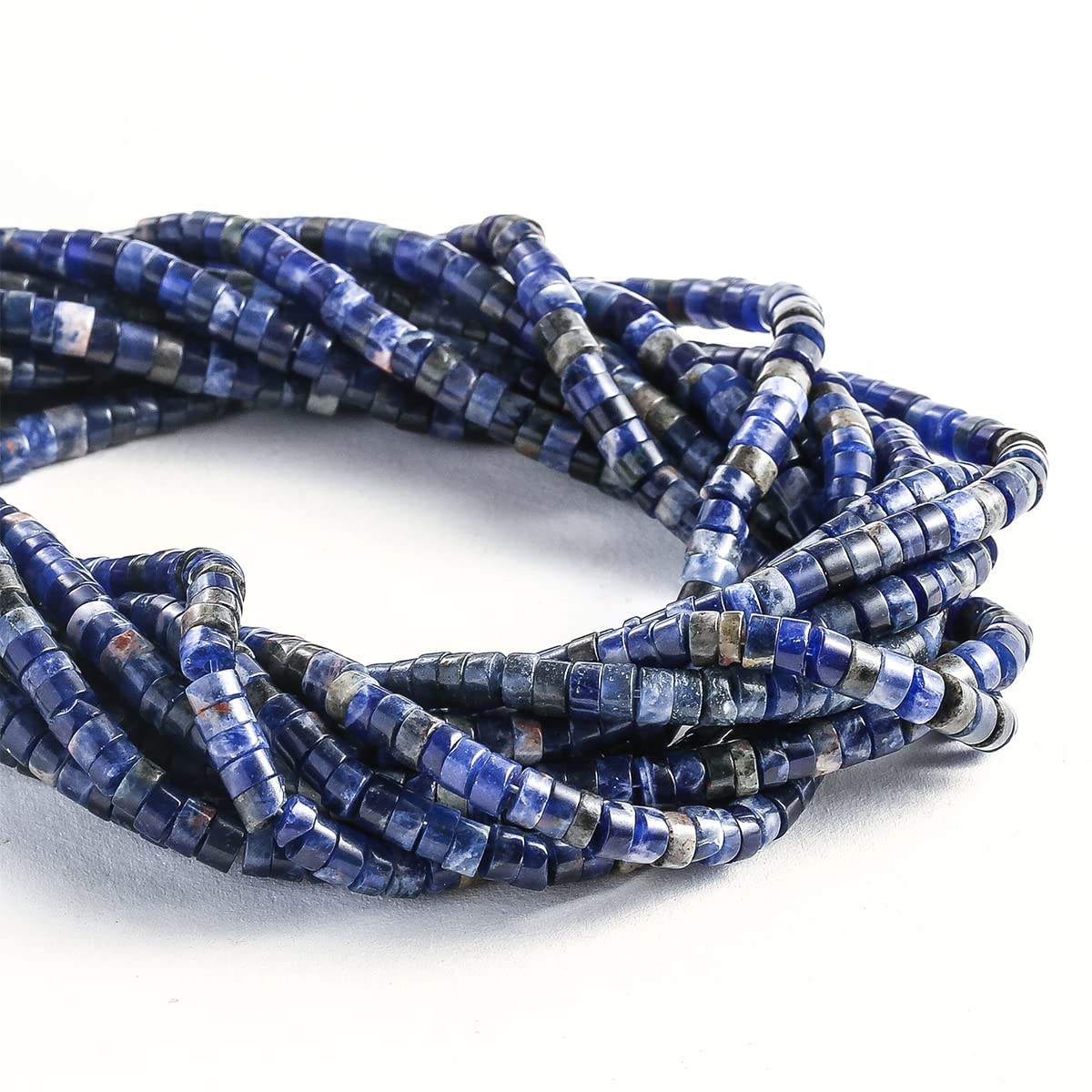 Natural Blue Sodalite Stone Spacer Beads 4x2mm 38cm/str Flat Round Loose Semi Gemstone Caps for Making Bracelets Necklace
