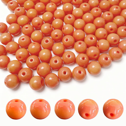 PAMIR TONG 400pcs 8mm Orange Red Round Glass Beads for Bracelet Pretty Smooth Loose Beads for Necklace-Earring-Jewelry Making-Home Decor and DIY Crafts & Projects