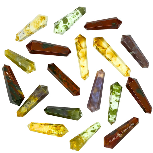Amazing Gemstone Fancy Jasper Crystal Points Bulk Healing Crystals - Pack of 3 Double Terminated Healing Wand Point Bulk Crystals for Crafts,Crystal Grid,DIY Work - Premium Crystals - Beginners Gift