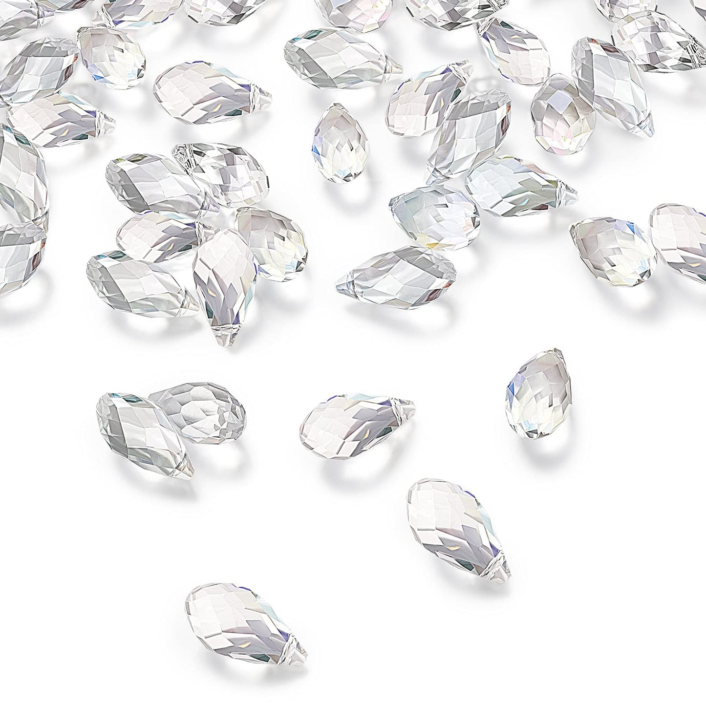 Hicarer 200 Pieces Teardrop Chandelier Crystal Pendants 6 x 12 mm Crystal Beads for Chandelier Jewelry Making DIY Project Earring Necklaces Bracelets (Clear)