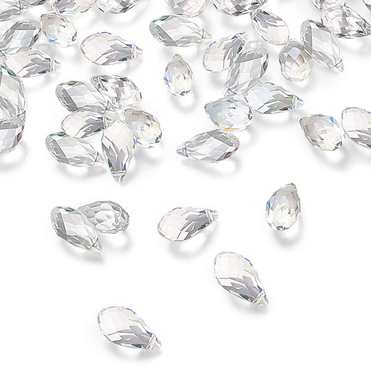 Hicarer 200 Pieces Teardrop Chandelier Crystal Pendants 6 x 12 mm Crystal Beads for Chandelier Jewelry Making DIY Project Earring Necklaces Bracelets (Clear)